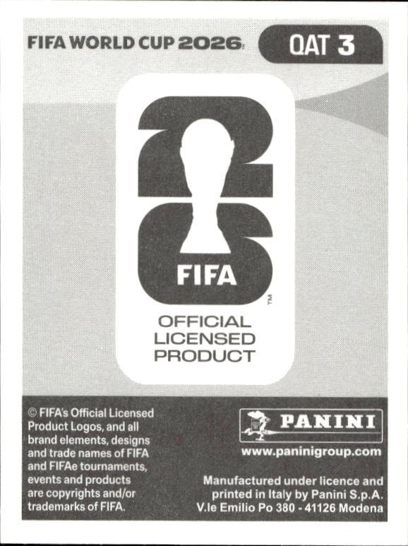 2026 Panini Fifa World Cup Sultan Albrake #QAT 3 soccer trading card back