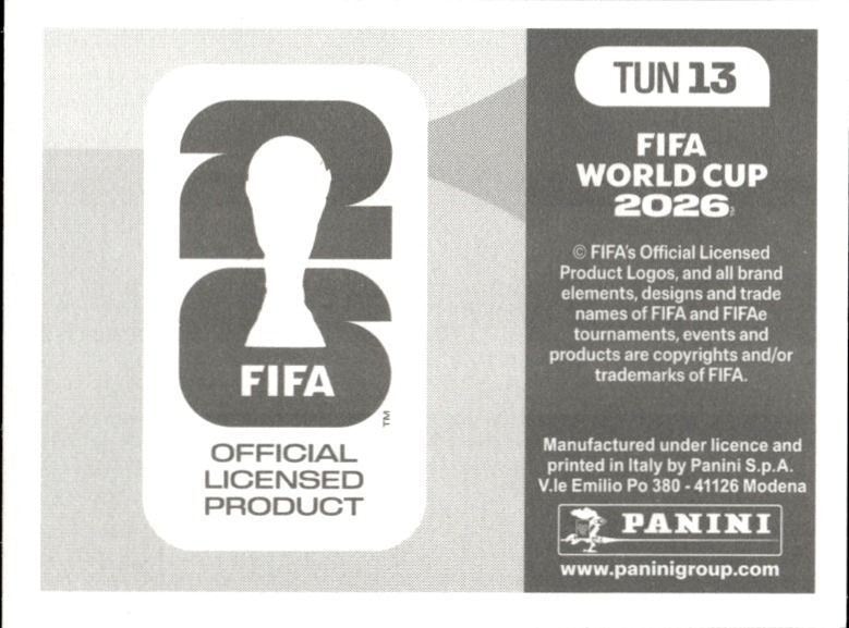 2026 Panini Fifa World Cup Tunisia #TUN 13 soccer trading card back