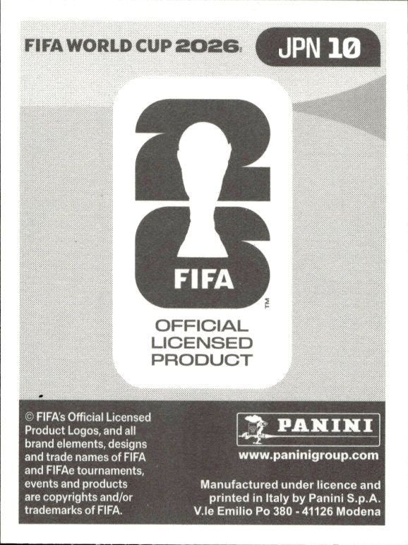 2026 Panini Fifa World Cup Junya Ito #JPN 10 soccer trading card back