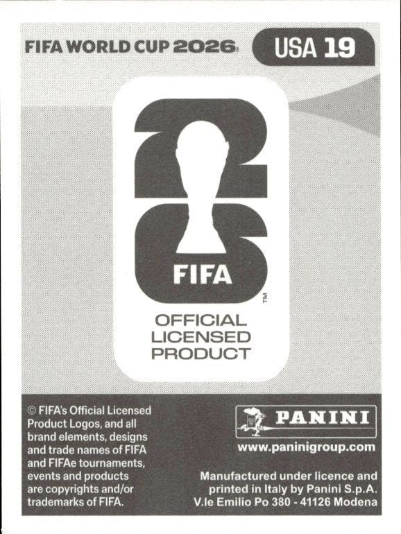 2026 Panini Fifa World Cup Haji Wright #19 soccer trading card back