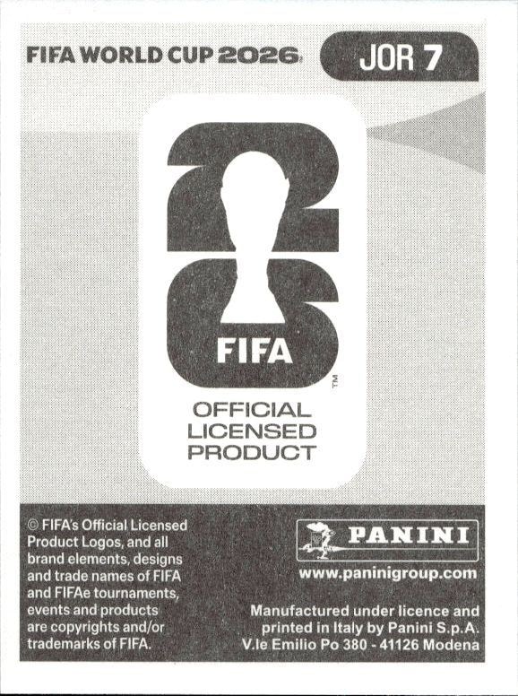 2026 Panini FIFA World Cup Saleem Obaid #JOR 7 soccer trading card back