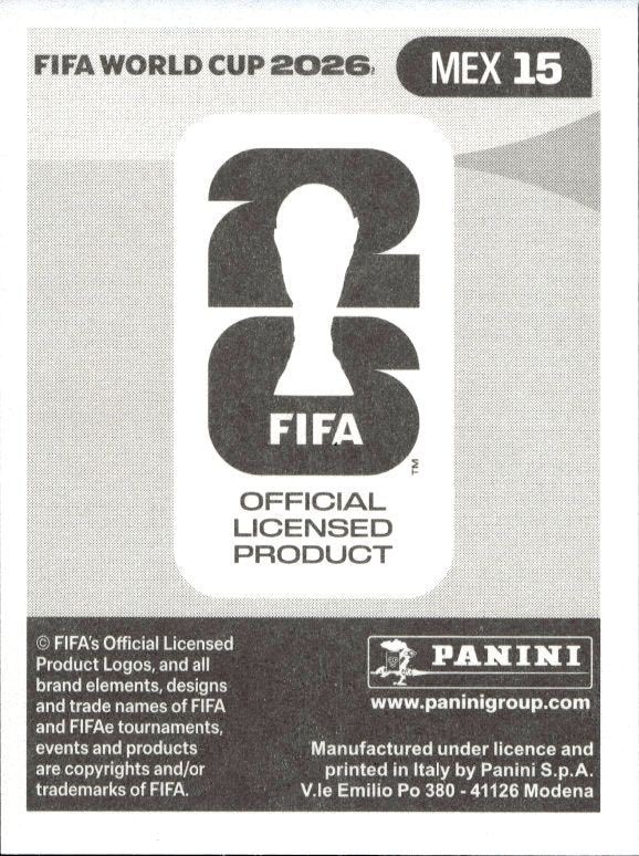 2026 Panini FIFA World Cup Hirving Lozano #MEX 15 soccer trading card back