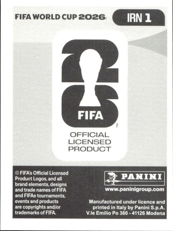 2026 Panini FIFA World Cup Iran #IRN 1 soccer trading card back