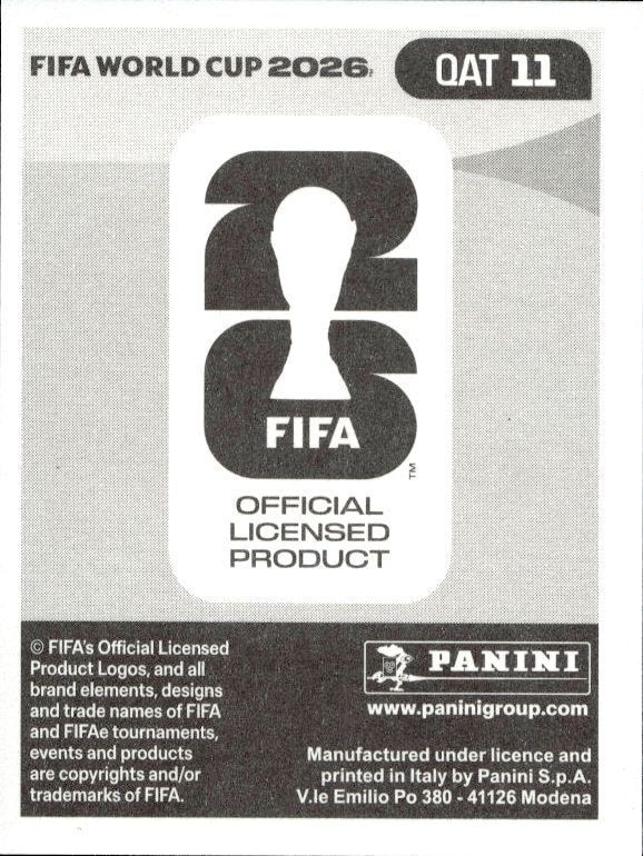 2026 Panini FIFA World Cup Assim Madibo #QAT 11 soccer trading card back