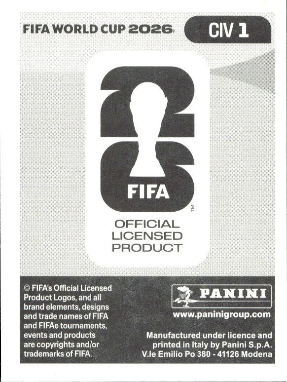 2026 Panini FIFA World Cup Côte D'Ivoire #CIV 1 soccer trading card back