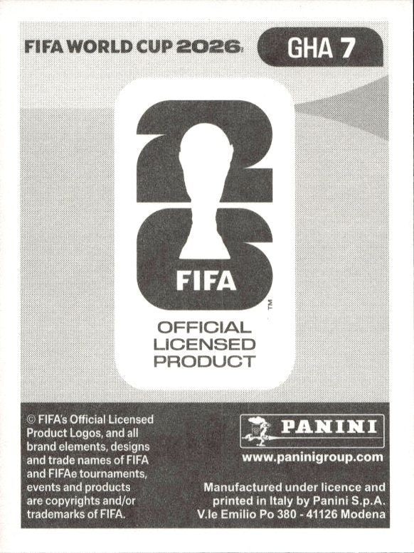 2026 Panini FIFA World Cup Gideon Mensah #GHA 7 soccer trading card back