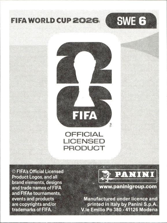 2026 Panini FIFA World Cup Victor Nilsson Lindelöf #SWE 6 soccer trading card back