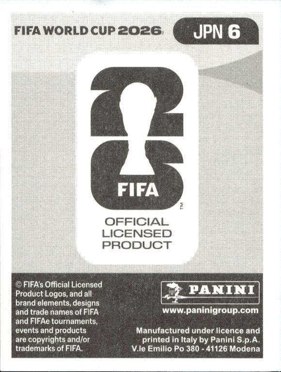 2026 Panini FIFA World Cup Shogo Taniguchi #JPN 6 soccer trading card back