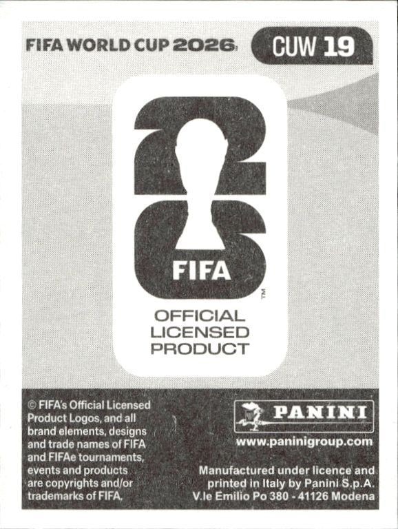 2026 Panini FIFA World Cup Gervane Kastaneer #CUW 19 soccer trading card back