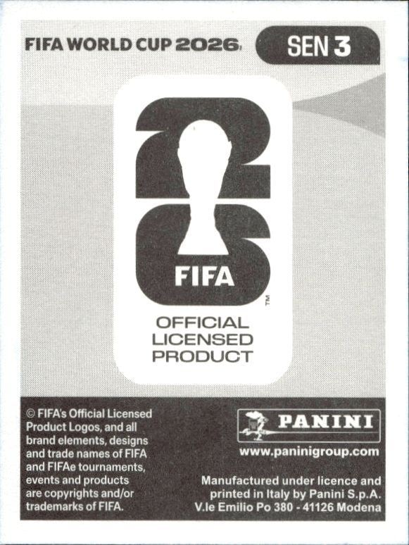 2026 Panini FIFA World Cup Vehvann Diouf #SEN 3 soccer trading card back