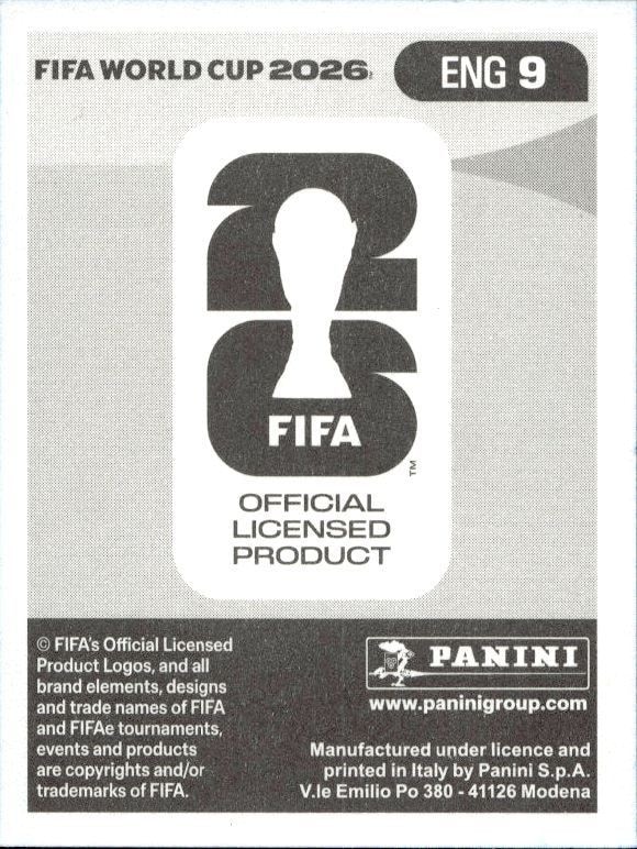 2026 Panini FIFA World Cup Jordan Henderson #ENG 9 soccer trading card back