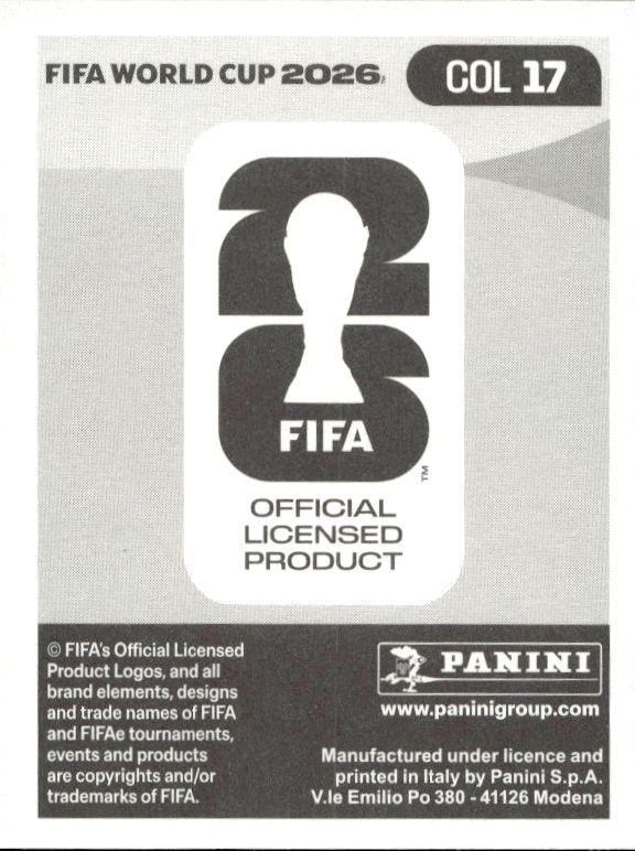 2026 Panini FIFA World Cup Jhon Arias #COL 17 soccer trading card back