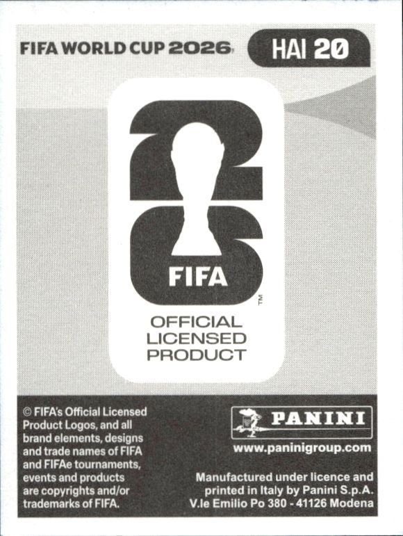 2026 Panini FIFA World Cup Frantzdy Pierrot #HAI 20 soccer trading card back