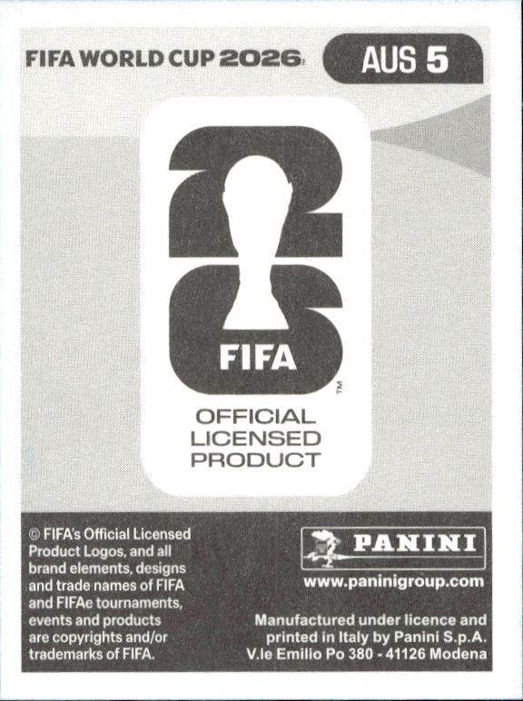2026 Panini FIFA World Cup Alessandro Circati #AUS 5 soccer trading card back