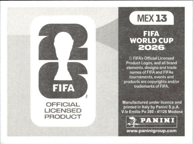 2026 Panini FIFA World Cup Mexico #MEX 13 soccer trading card back