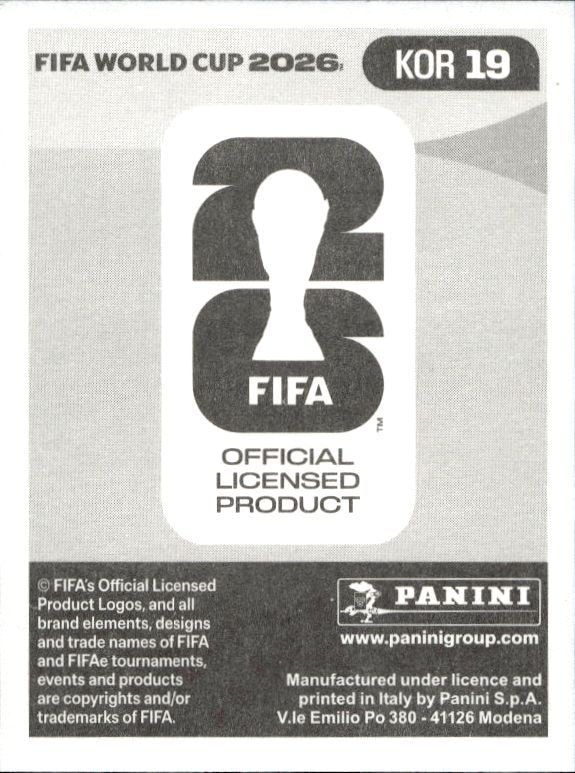 2026 Panini FIFA World Cup Heechan Hwang #KOR 19 soccer trading card back