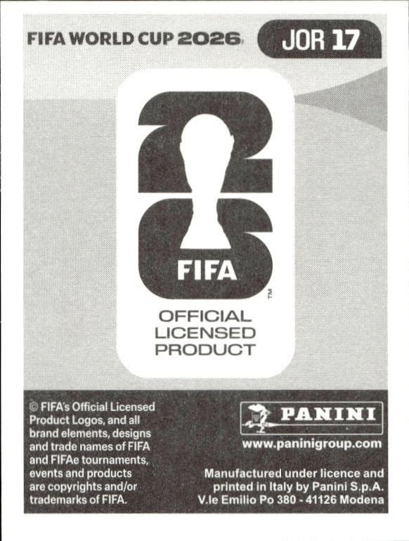 2026 Panini FIFA World Cup Mahmoud Al-Mardi #JOR 17 soccer trading card back