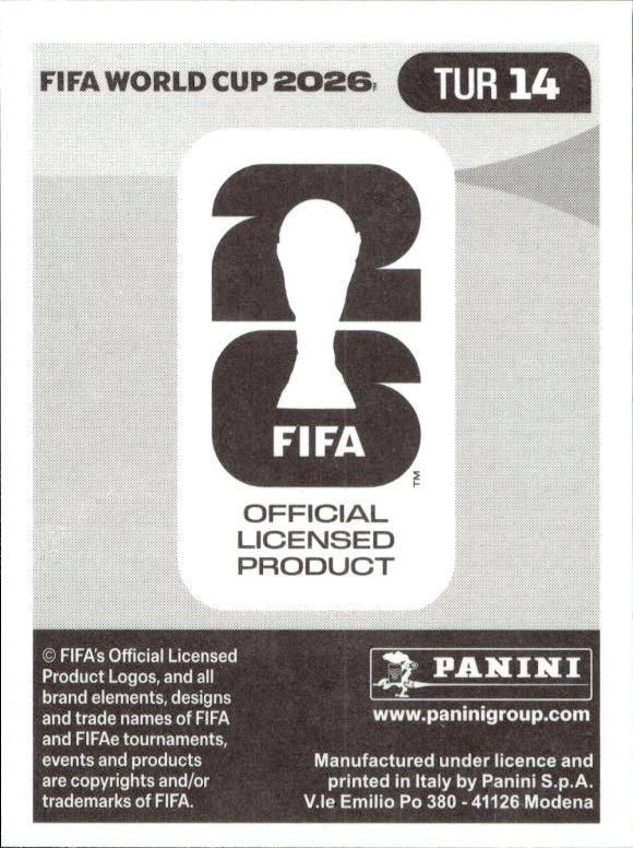 2026 Panini FIFA World Cup Arda Güler #TUR 14 soccer trading card back
