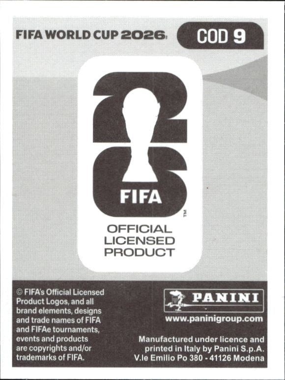 2026 Panini FIFA World Cup Ngal'Avel Mukau #COD 9 soccer trading card back