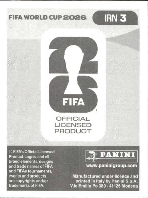 2026 Panini FIFA World Cup Morteza Pouraliganji #IRN 3 soccer trading card back