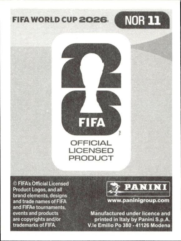 2026 Panini FIFA World Cup Sander Berge #NOR 11 soccer trading card back