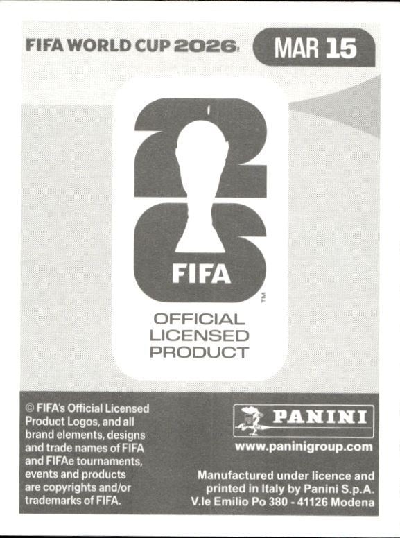 2026 Panini FIFA World Cup Ismael Saibari #MAR 15 soccer trading card back