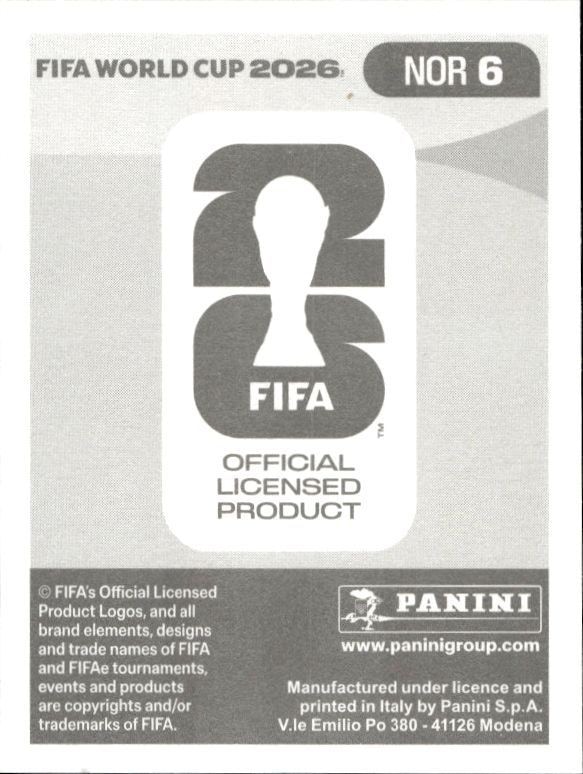 2026 Panini FIFA World Cup Marcus Holmgren Pedersen #NOR 6 soccer trading card back