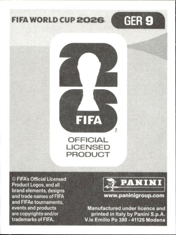 2026 Panini FIFA World Cup Maximilian Mittelstädt #GER 9 soccer trading card back
