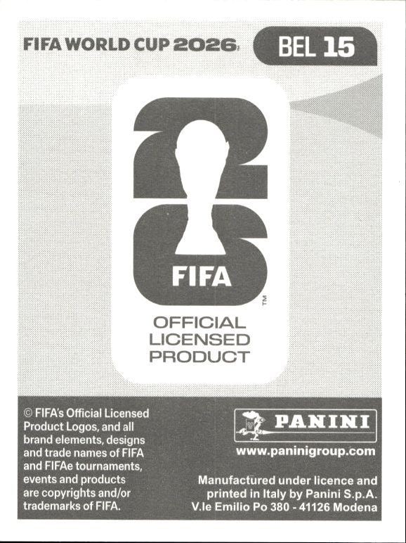 2026 Panini FIFA World Cup Kevin De Bruyne #BEL 15 soccer trading card back