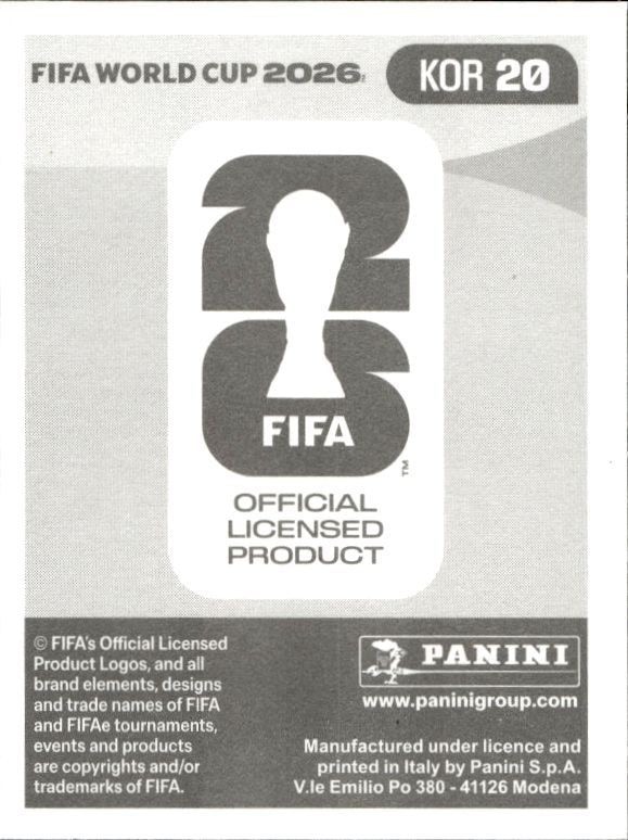 2026 Panini FIFA World Cup Hyeongyu Oh #KOR 20 soccer trading card back