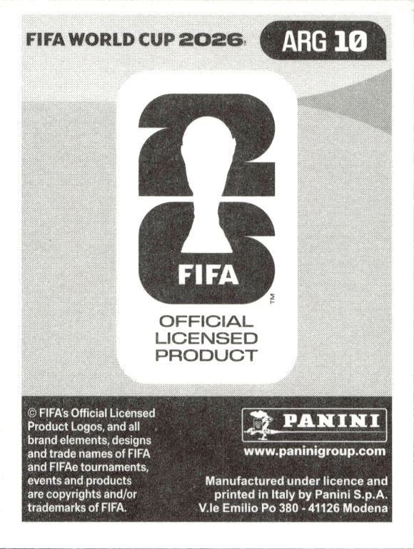 2026 Panini FIFA World Cup Rodrigo De Paul #ARG 10 soccer trading card back