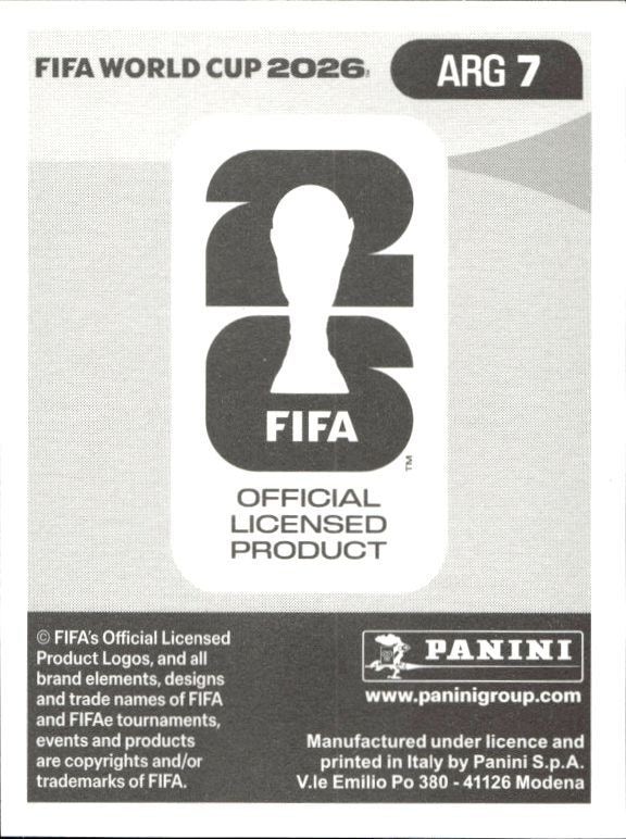 2026 Panini FIFA World Cup Leonardo Balerdi #ARG 7 soccer trading card back