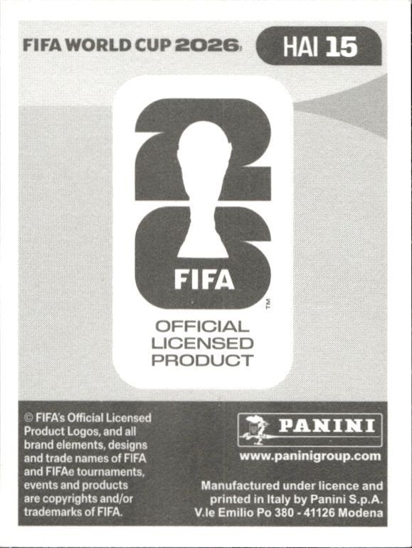 2026 Panini FIFA World Cup Derrick Etienne Jr. #HAI 15 soccer trading card back