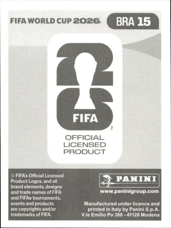 2026 Panini FIFA World Cup Rodrygo #BRA 15 soccer trading card back