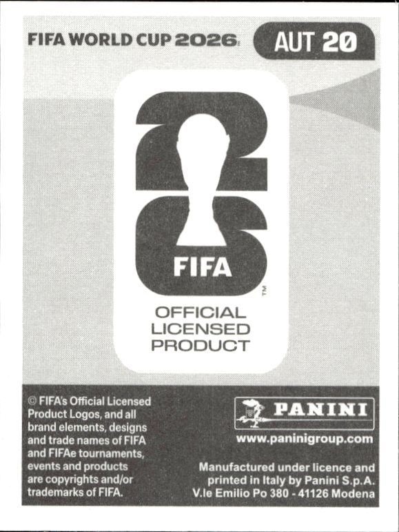 2026 Panini FIFA World Cup Marko Arnautović #AUT 20 soccer trading card back