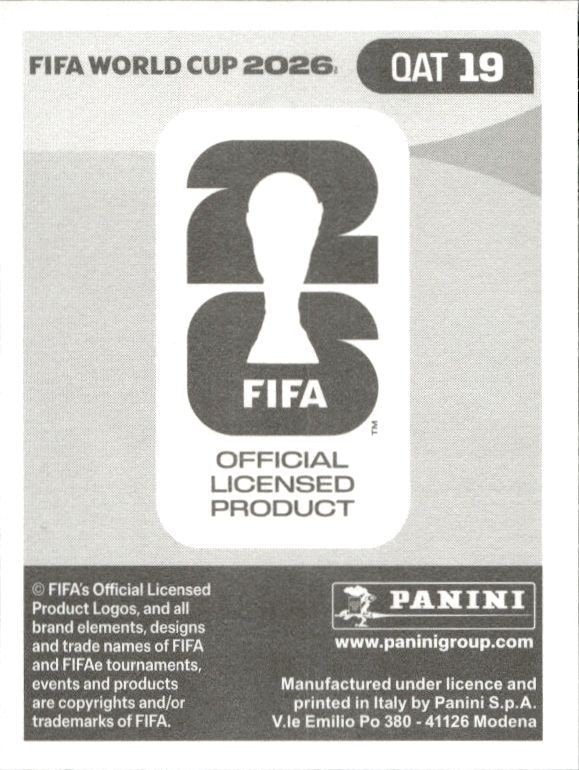 2026 Panini FIFA World Cup Ahmed Al-Ganehi #QAT 19 soccer trading card back