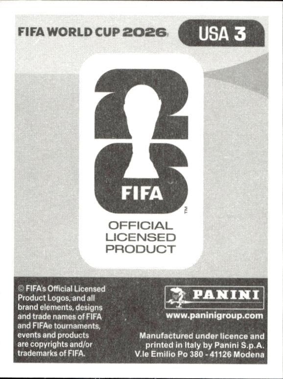 2026 Panini FIFA World Cup Chris Richards #USA 3 soccer trading card back