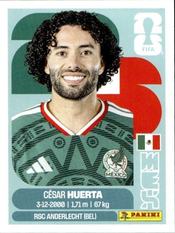 2026 Panini FIFA World Cup César Huerta #MEX 20 trading card