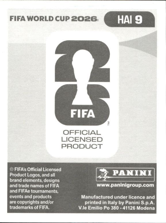 2026 Panini FIFA World Cup Hannes Delcroix #HAI 9 soccer trading card back