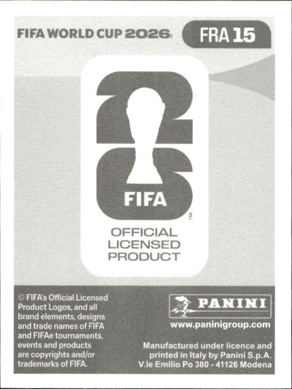 2026 Panini FIFA World Cup Ousmane Dembélé #FRA 15 soccer trading card back