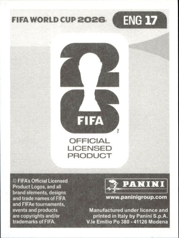 2026 Panini FIFA World Cup Bukayo Saka #ENG 17 soccer trading card back
