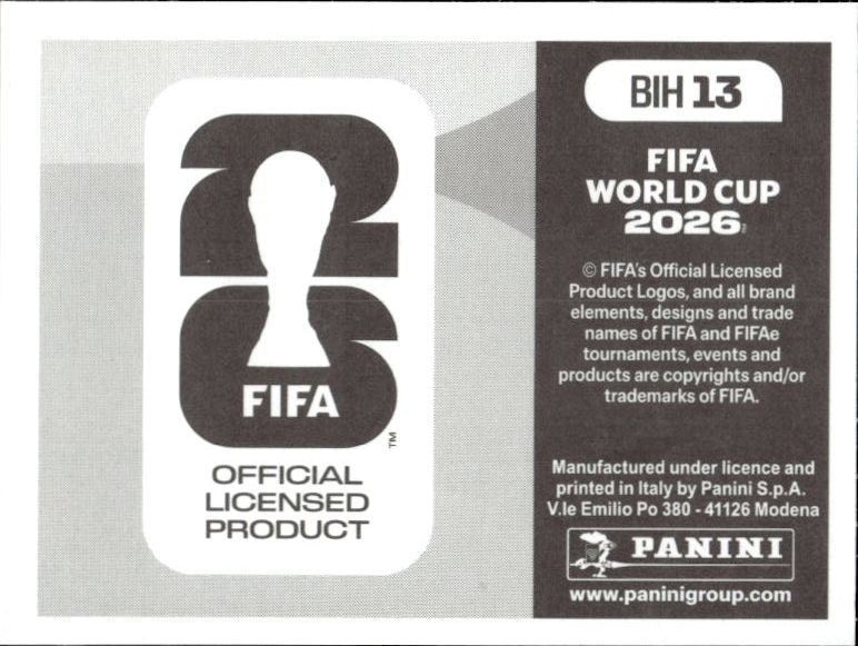 2026 Panini FIFA World Cup Bosnia And Herzegovina #BIH 13 soccer trading card back