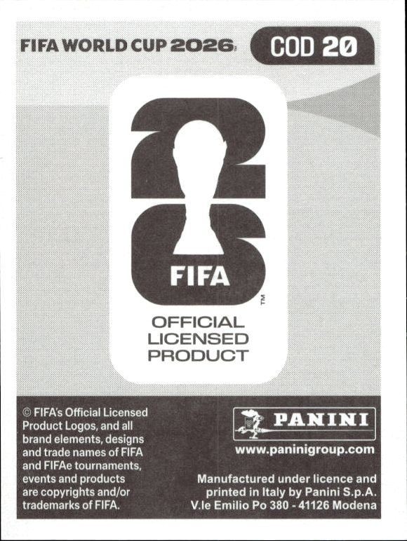 2026 Panini FIFA World Cup Nathanaël Mbuku #COD 20 soccer trading card back