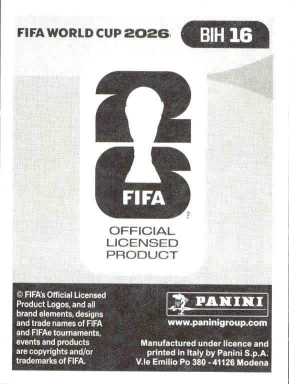 2026 Panini FIFA World Cup Amar Memić #BIH 16 soccer trading card back