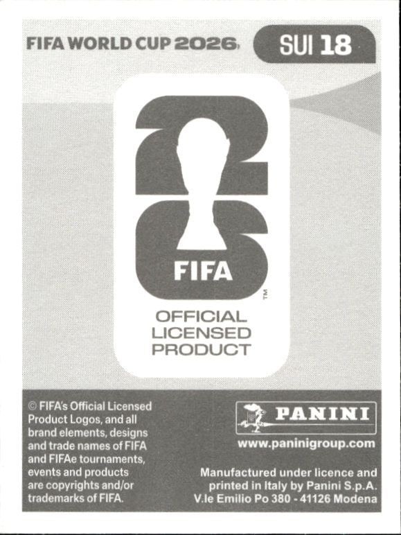 2026 Panini FIFA World Cup Rubén Vargas #SUI 18 soccer trading card back