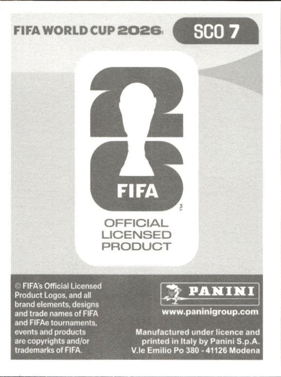 2026 Panini FIFA World Cup Scott McKenna #SCO 7 soccer trading card back