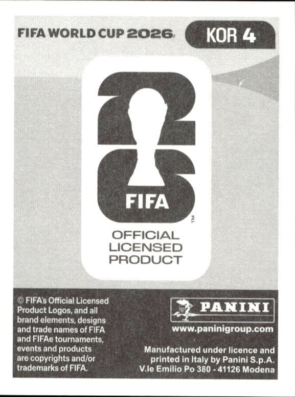 2026 Panini FIFA World Cup Minjae Kim #KOR 4 soccer trading card back