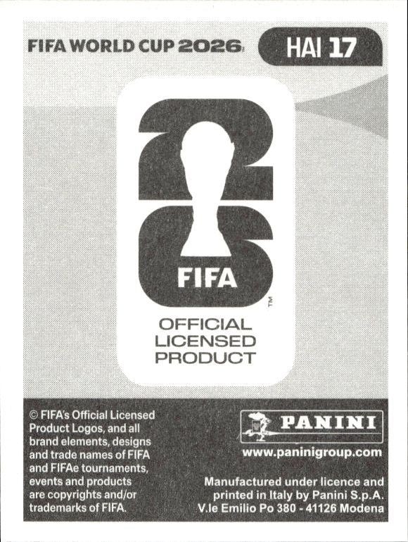 2026 Panini FIFA World Cup Ruben Providence #HAI 17 soccer trading card back