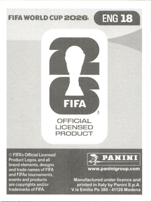 2026 Panini FIFA World Cup Harry Kane #ENG 18 soccer trading card back