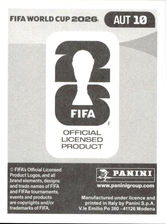 2026 Panini FIFA World Cup Xaver Schlager #AUT 10 soccer trading card back